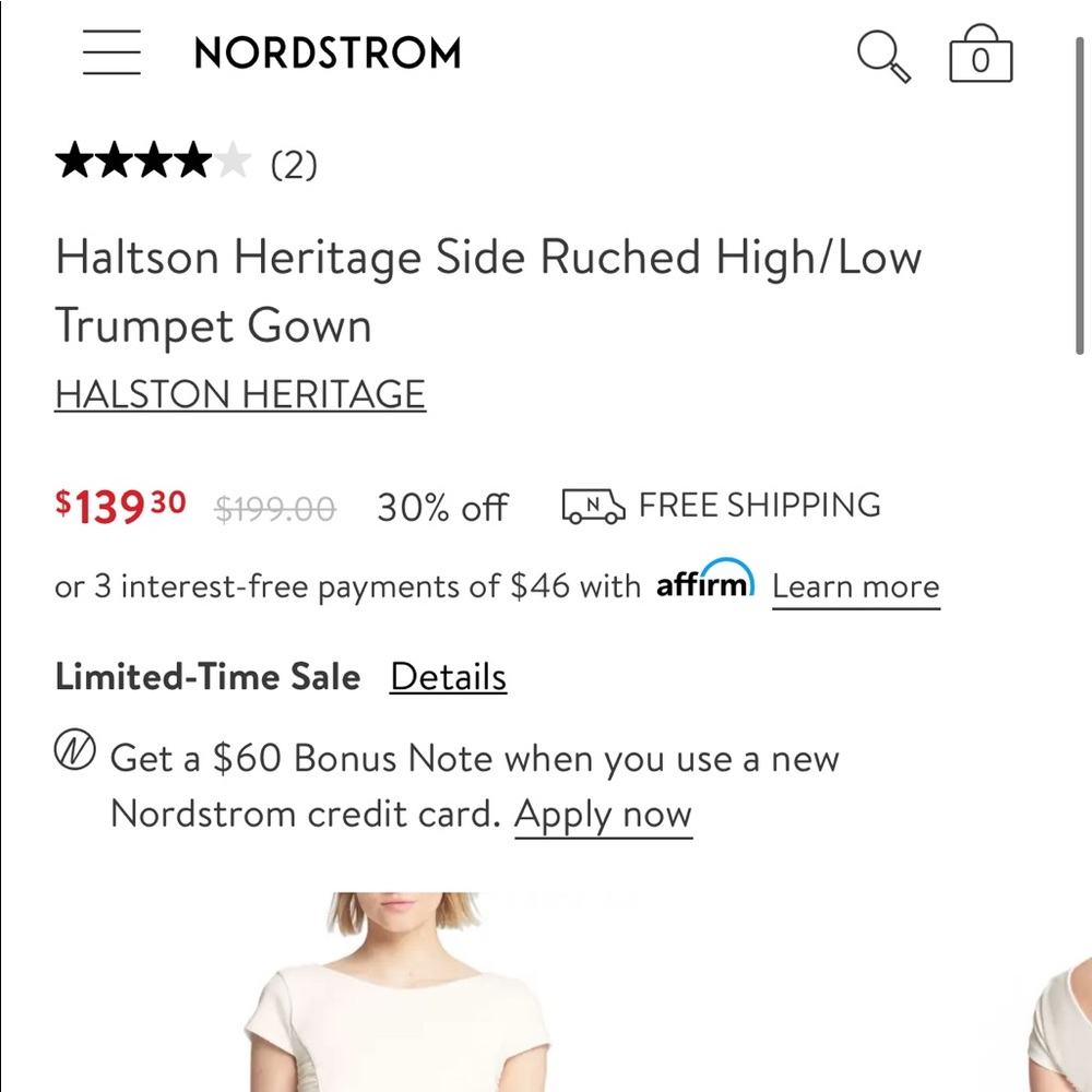 Nordstrom Gown. White. Sz6